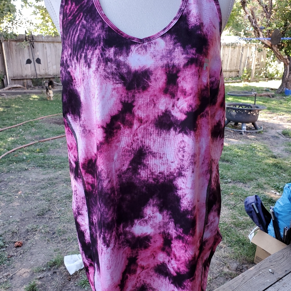 Pink and Black Tie-Dye Women's Tank Top - Picture 6 of 6